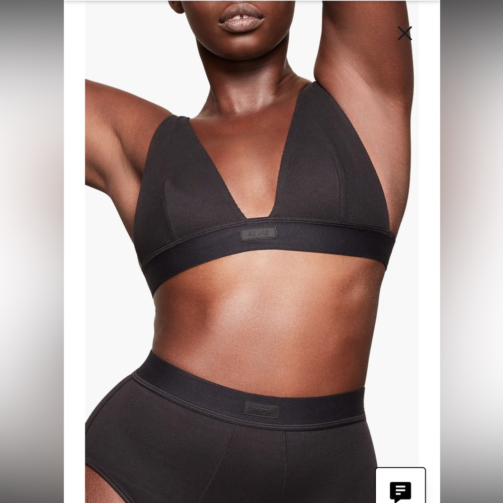 SKIMS Stretch Cotton Rib Plunge Bralette small